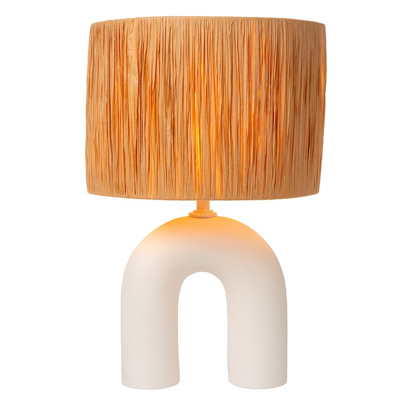 Ratanová stolová lampa hnedá, Ronda, s vypínačom