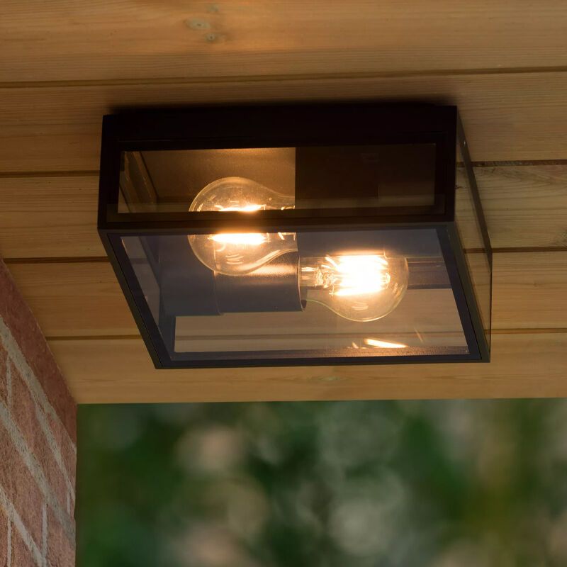 Čierna stropná lampa moderná, Dukan, IP65