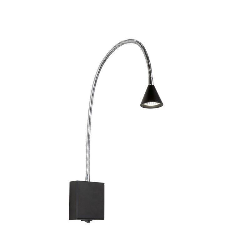 Čierne nástenné svietidlo moderné, Buddy, 3 W, LED 4000 K, s vypínačom