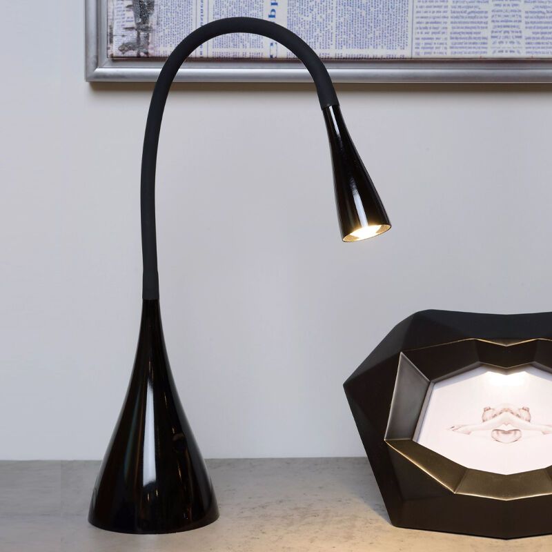 Čierna lampa na písací stôl moderná, Zozy, 3 W, LED 3000 K, s dotykovým stmievačom Čierna lampa na písací stôl moderná, Zozy, 3 W, LED 3000 K, s dotykovým stmievačom