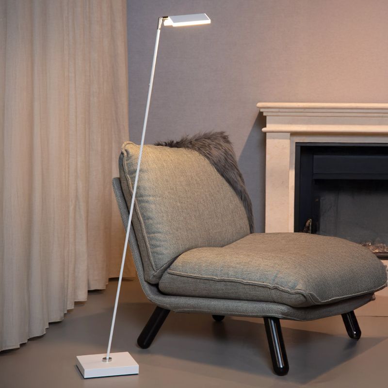 Biela stojaca lampa na čítanie moderná, Aaron, 12 W, LED 2700 K, s dotykovým stmievačom