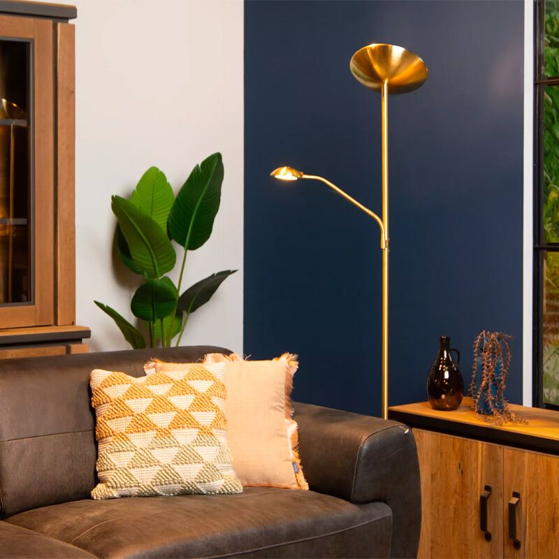 Zlatá stojaca lampa na čítanie moderná, Zenith, 20 W, LED 3000 K