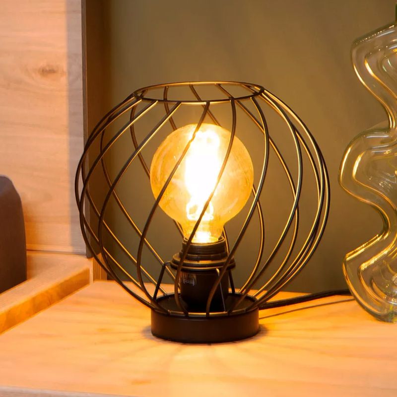 Čierna stolová lampa klasická, Danza, s vypínačom