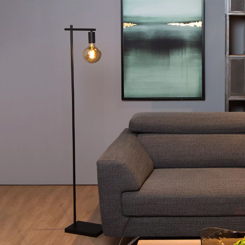 Čierna stojaca lampa moderná, Leanne, s vypínačom