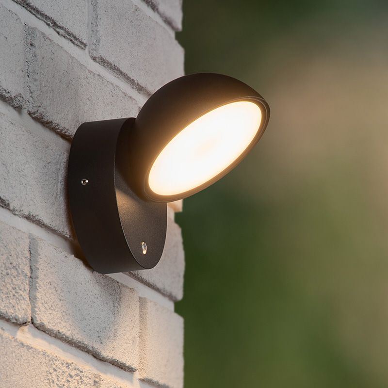 Čierne vonkajšie nástenné svietidlo so súmrakovým spínačom moderné, Finn, 12 W, LED 3000 K, IP54