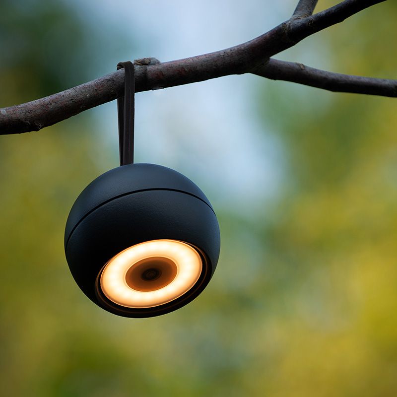 Čierne nabíjateľné nástenné svietidlo moderné, Lunex, 2 W, LED 3000 K, IP54, s vypínačom