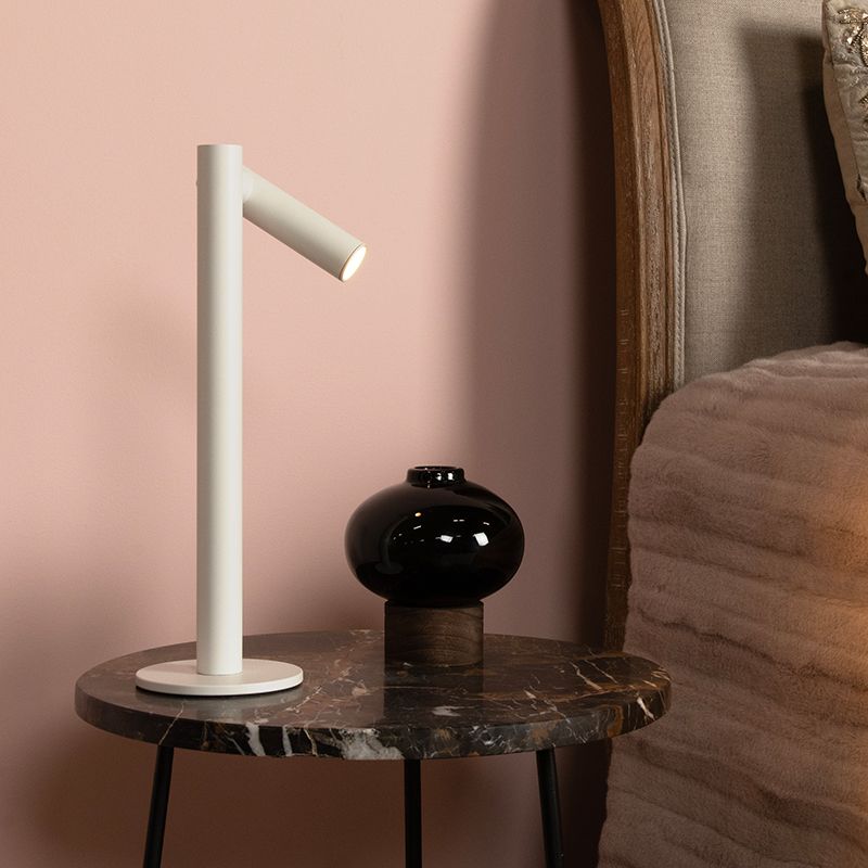 Biela nabíjateľná stolová lampa moderná, Antrim, 2,2 W, LED 2700 K, IP54, s dotykovým stmievačom