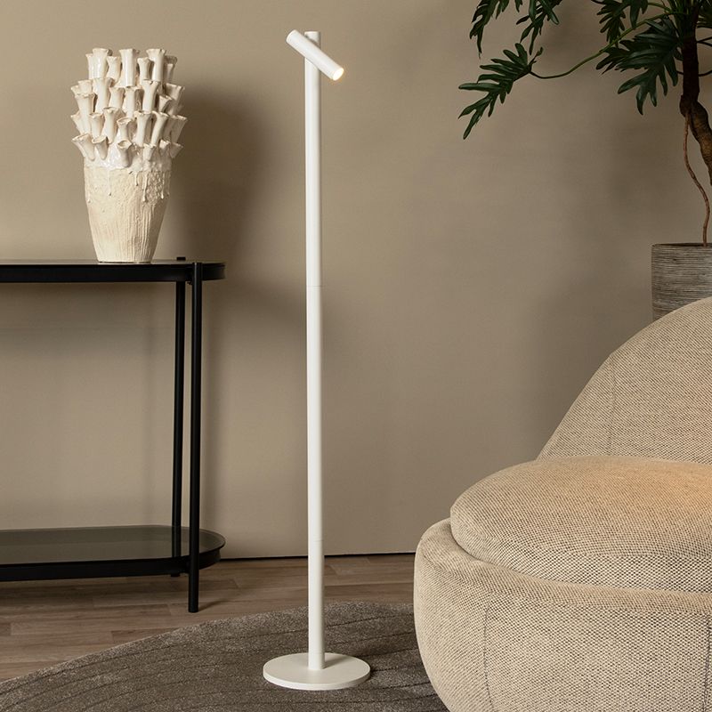 Biela nabíjateľná stojaca lampa moderná, Antrim, 2,2 W, LED 2700 K, IP54, s dotykovým stmievačom