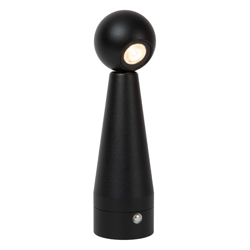 Čierna nabíjateľná stolová lampa moderná, Ipsos, 3 W, LED dim to warm, s dotykovým stmievačom