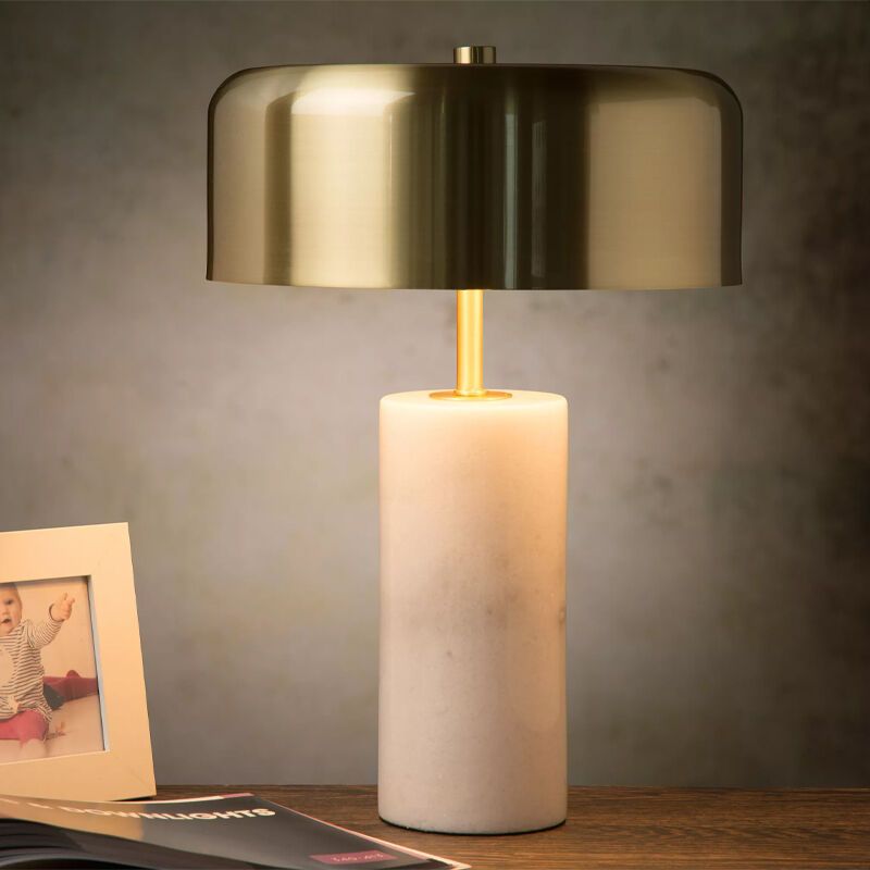 Mramorová stolová lampa biela, Mirasol, s vypínačom