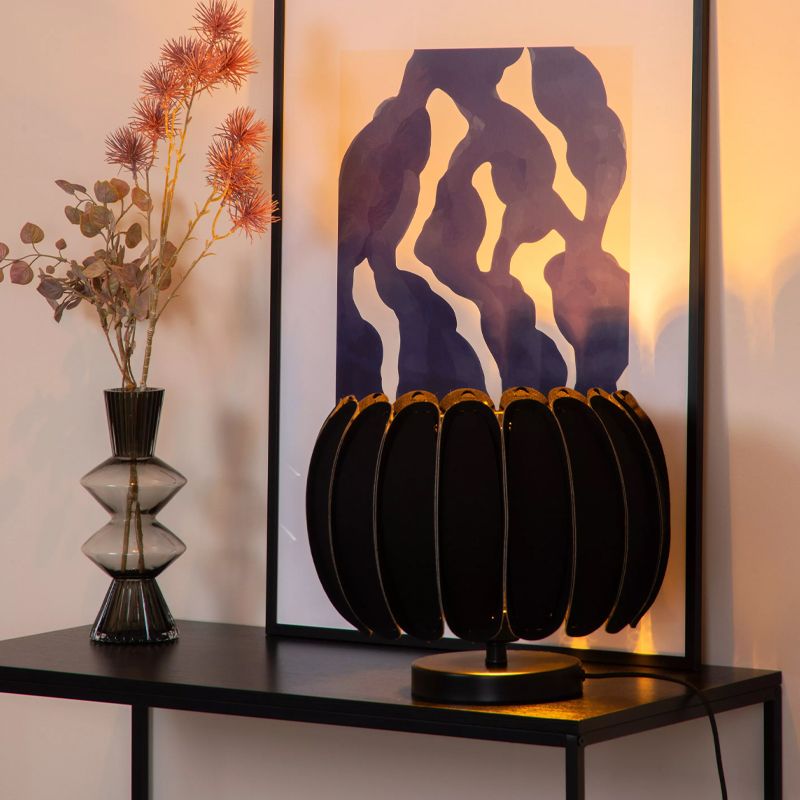Čierna stolová lampa moderná, Spencer, s vypínačom