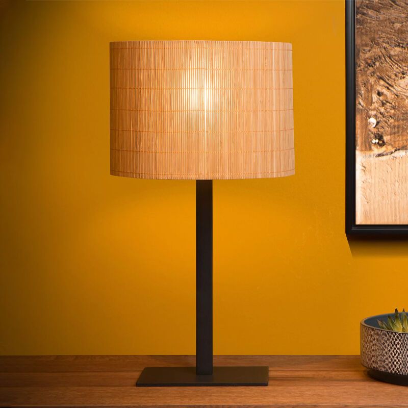 Ratanová stolová lampa hnedá, Magius, s vypínačom
