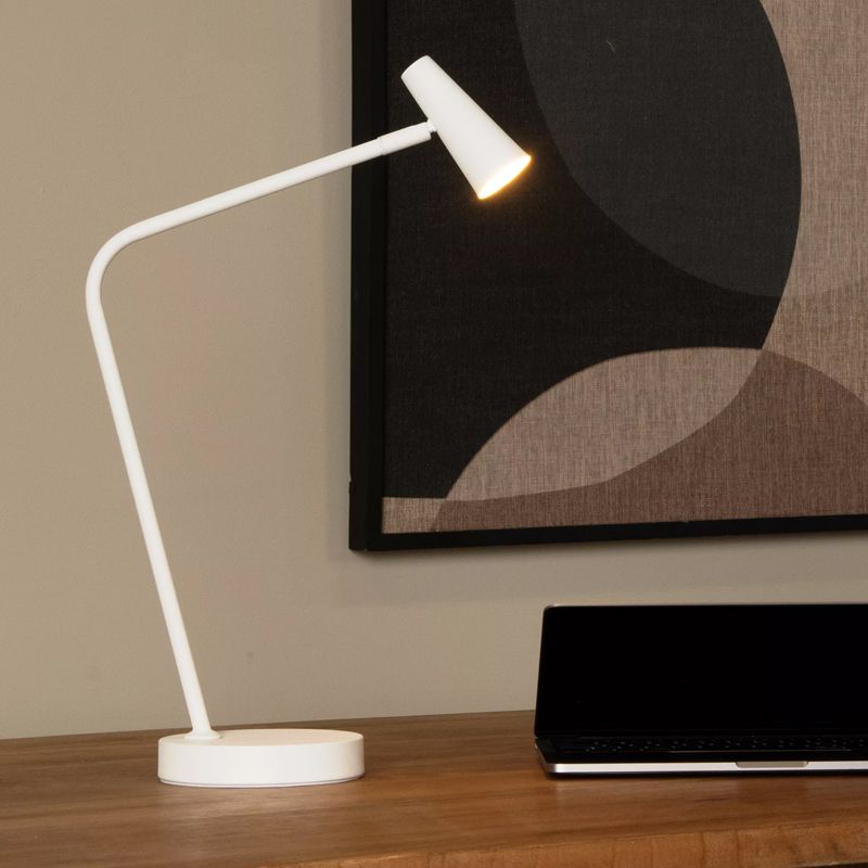 Biela nabíjateľná stolová lampa moderná, Stirling, 3 W, LED 2700 K, s dotykovým stmievačom