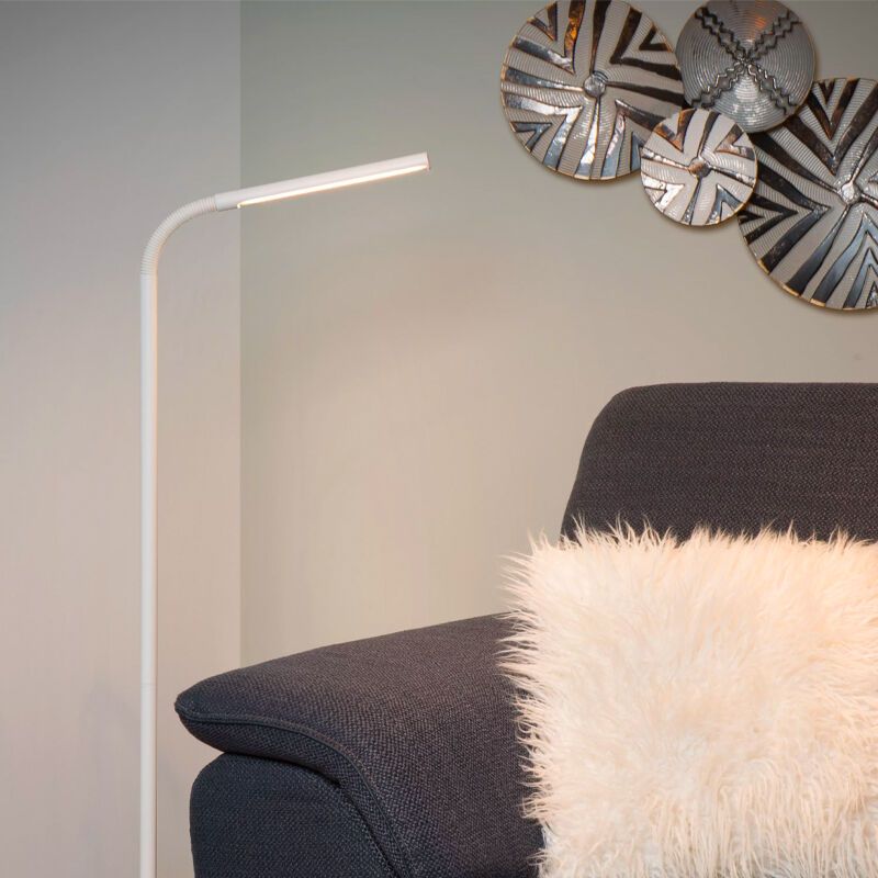 Biela stojaca lampa na čítanie moderná, Gilly, 5 W, LED 2700 K, s vypínačom