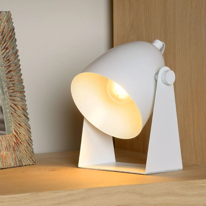 Biela stolová lampa moderná, Chago, s vypínačom Biela stolová lampa moderná, Chago, s vypínačom