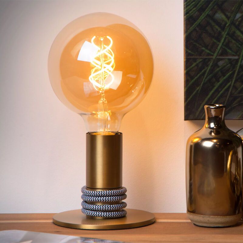 Zlatá stolová lampa moderná, Marit, s vypínačom