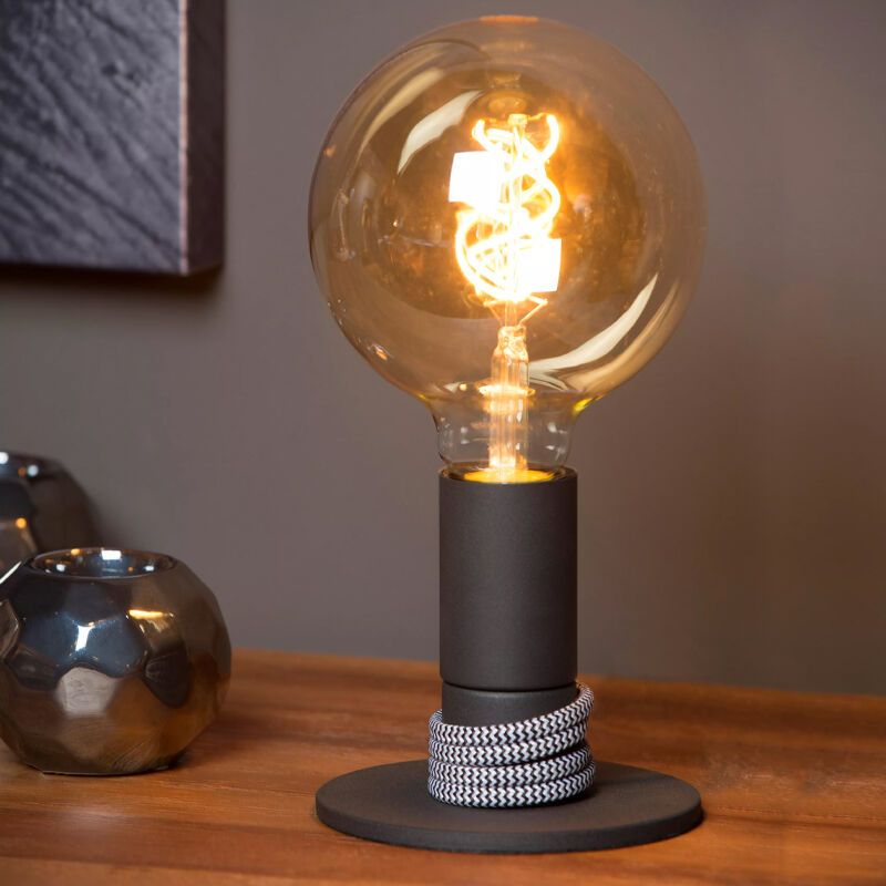 Čierna stolová lampa moderná, Marit, s vypínačom