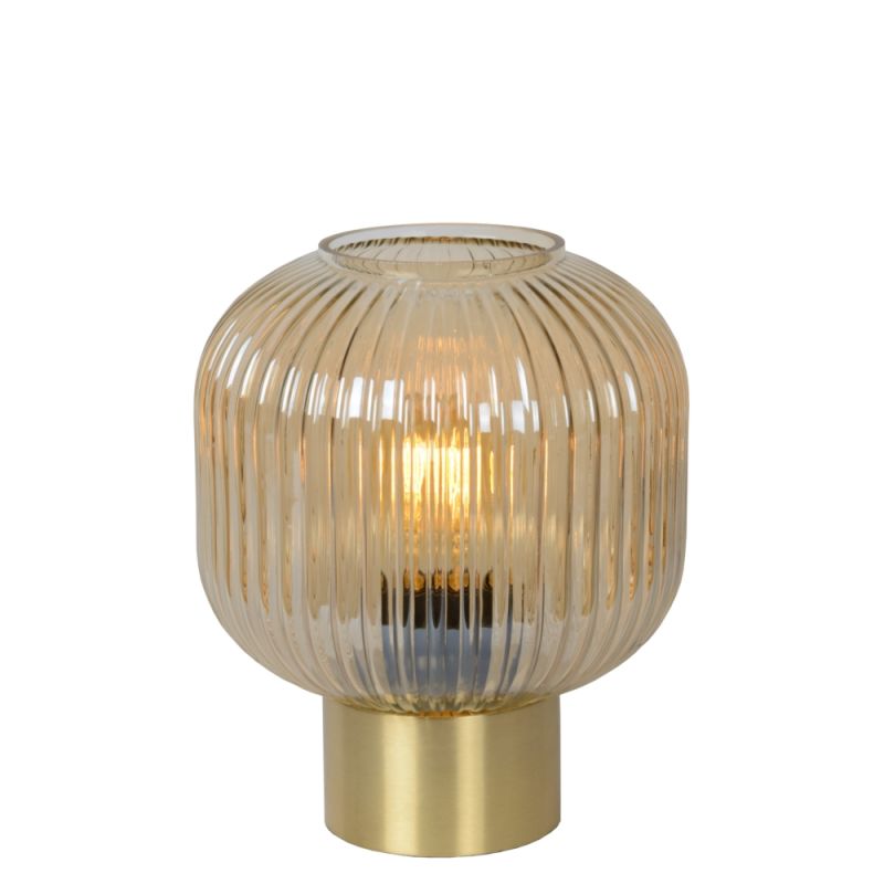 Jantárová stolová lampa retro, Maloto, s vypínačom