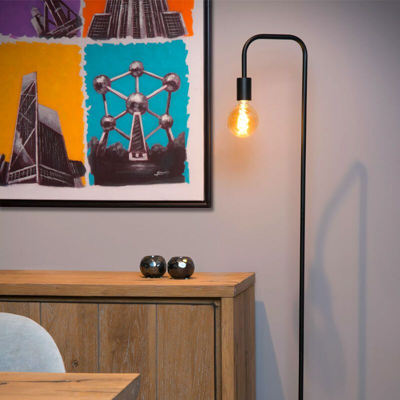 Čierna stojaca lampa moderná, Lorin, s vypínačom