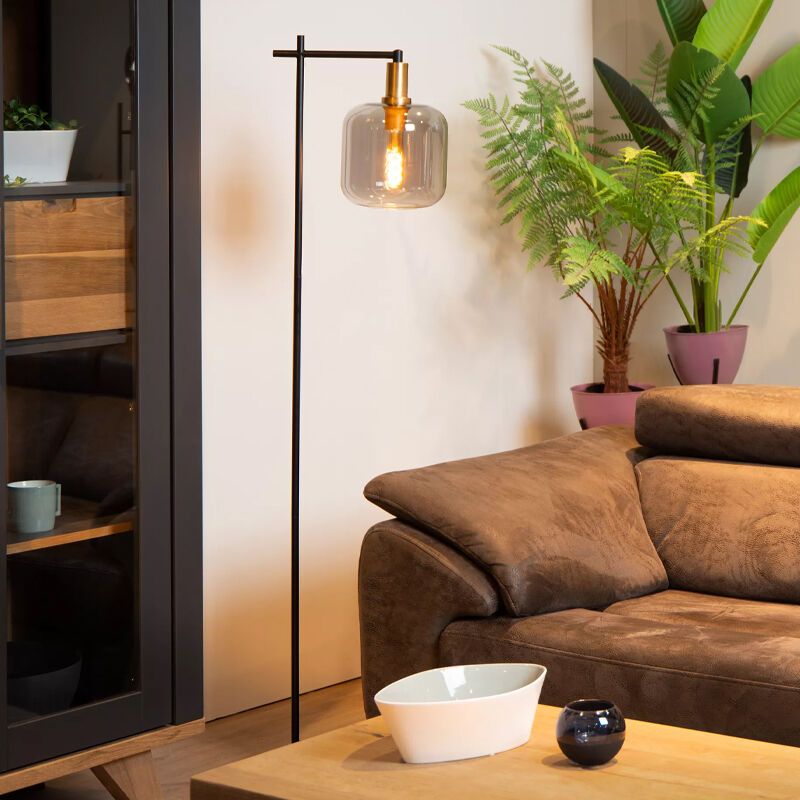 Sivá stojaca lampa moderná, Joanet, s vypínačom