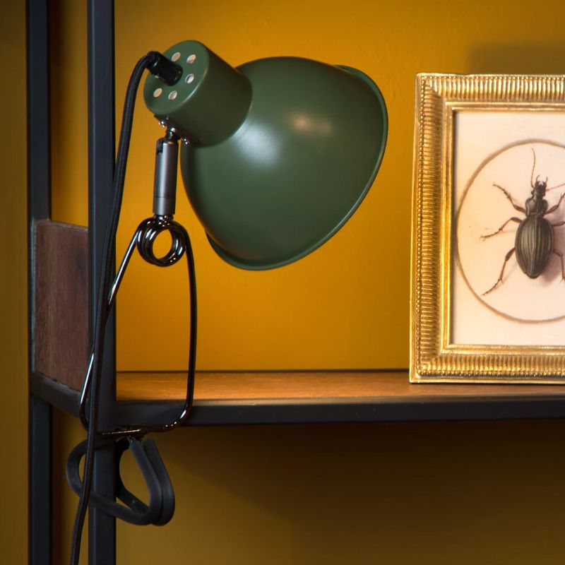 Zelená lampa na klip retro, Moys, s vypínačom Zelená lampa na klip retro, Moys, s vypínačom