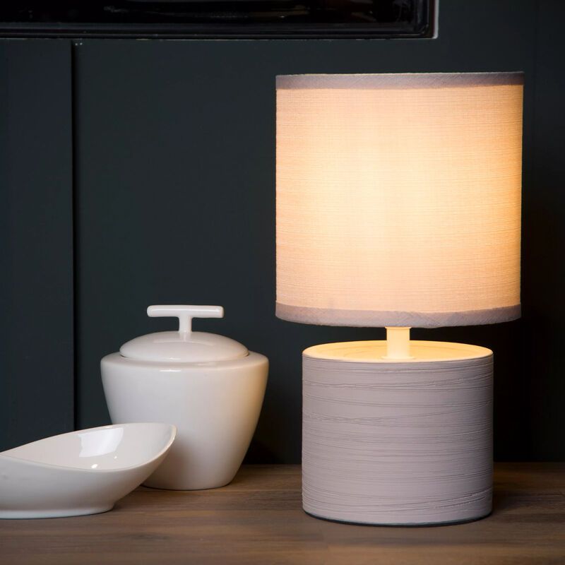 Keramická stolová lampa sivá, Greasby, s vypínačom