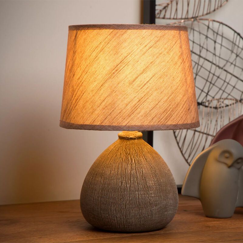 Keramická stolová lampa hnedá, Ramzi, s vypínačom Keramická stolová lampa hnedá, Ramzi, s vypínačom