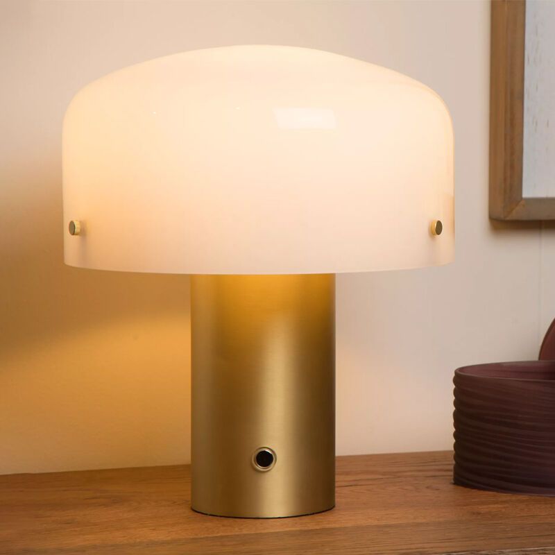 Zlatá stolová lampa rustikálna, Timon, s vypínačom