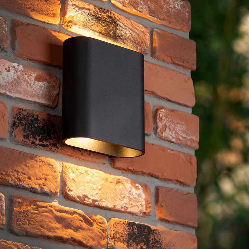 Čierne up down nástenné svietidlo moderné, Atila, 5 W, LED 2700 K, IP54