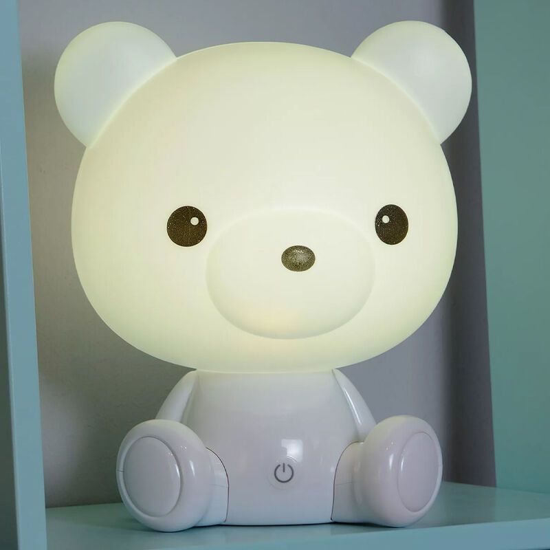 Biela stolná lampa do detskej izby plastová, Dodo, 3 W, LED 3000 K, s dotykovým stmievačom