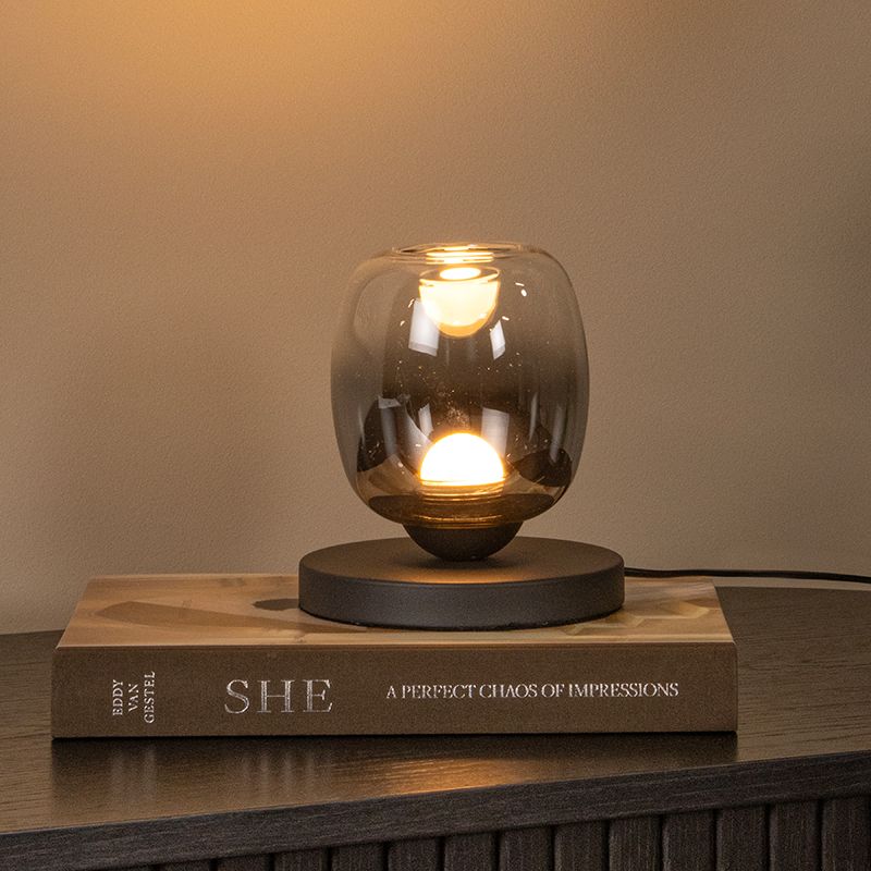 Sivá stolová lampa moderná, Tamino, 6 W, LED 3000 K, s vypínačom