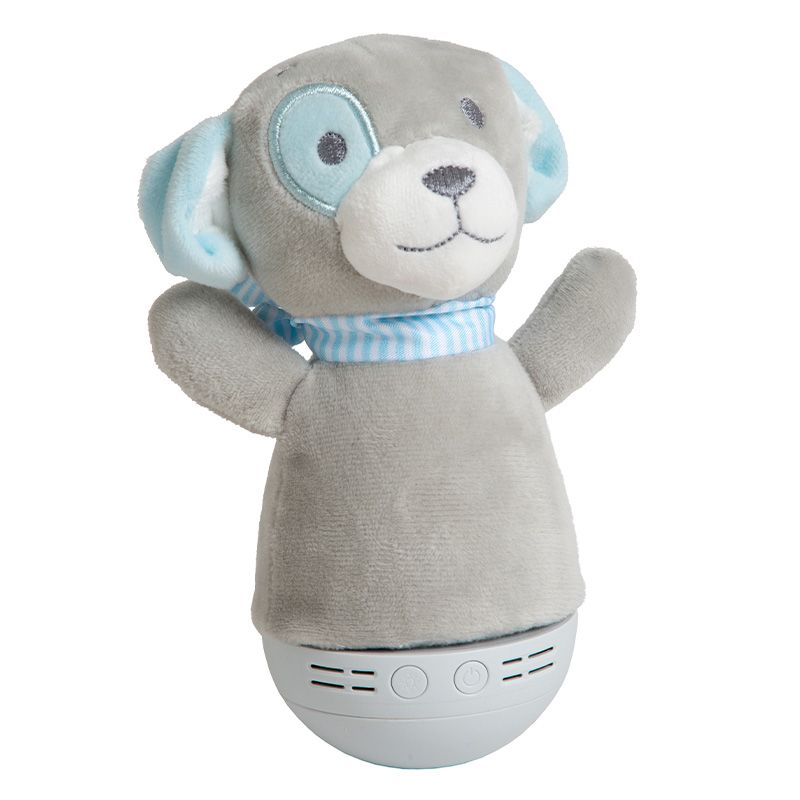 Sivá stolná lampa do detskej izby moderná, Dolly, 3 W, LED RGB, s vypínačom