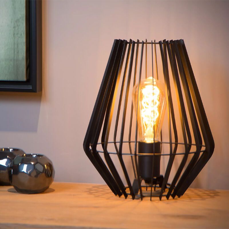Čierna stolová lampa moderná, Reda, s vypínačom