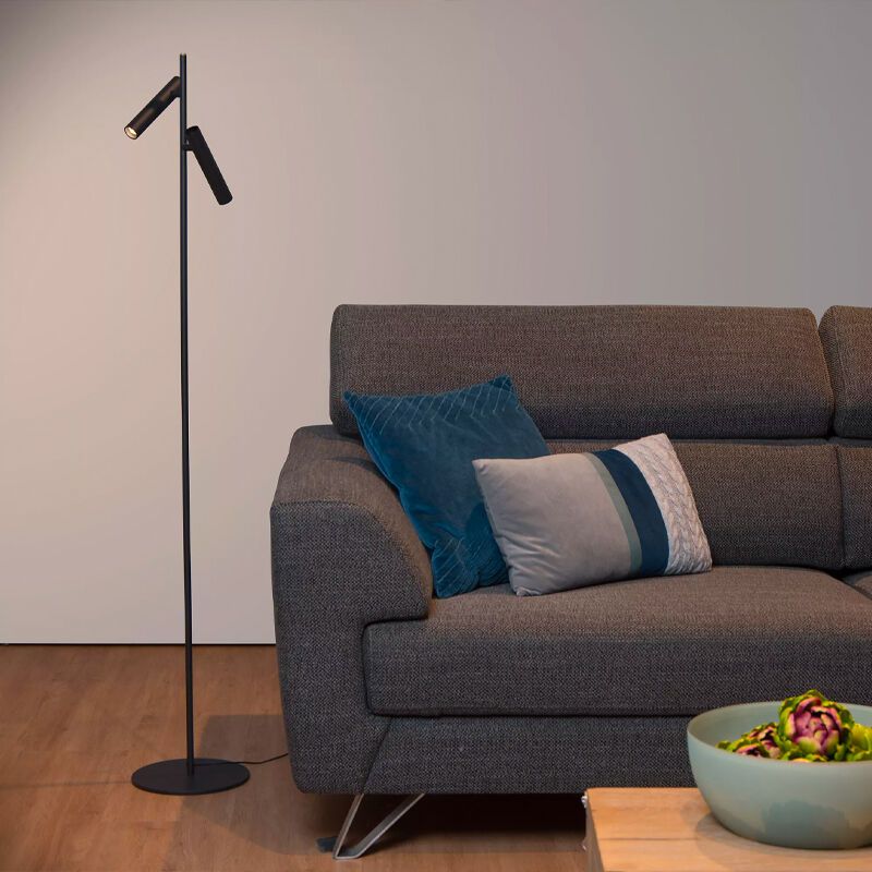 Čierna stojaca lampa na čítanie moderná, Philon, 4,5 W, LED 3000 K, s dotykovým stmievačom