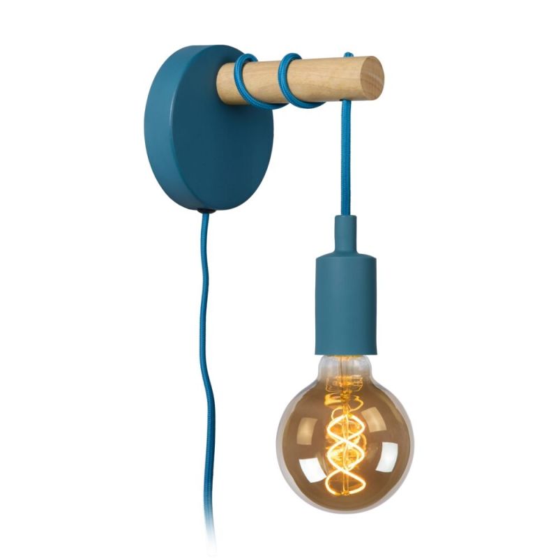 Modrá lampa na stenu do detskej izby moderná, Paulien, s vypínačom Modrá lampa na stenu do detskej izby moderná, Paulien, s vypínačom