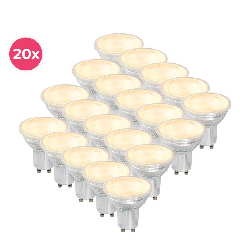 Balenie 20 ks priehľadných LED bodových žiaroviek GU10 Antonie, 3 Watt, 2700K (teplá biela)