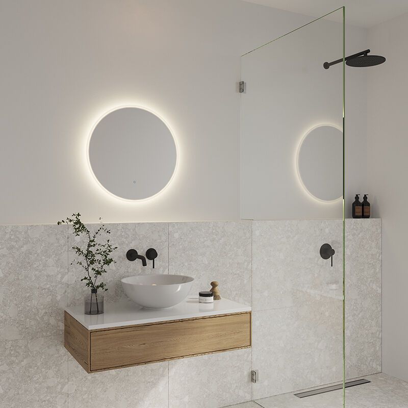 Sivé zrkadlo so svetlom moderné, Dovina, 20 W, LED 4000 K, IP44, s vypínačom