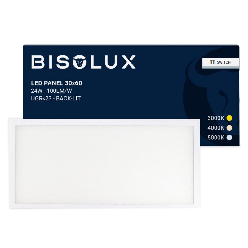 LED panel 60x30 cm - 100 lm/W - UGR<23 - Nastaviteľná biela - Podsvietenie