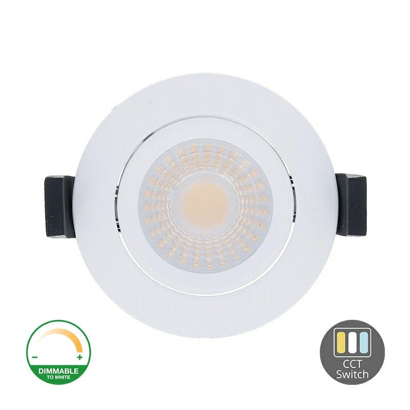 Biele hliníkové zapustené svietidlo, Maite, 7W, biely LED vypínač, IP65