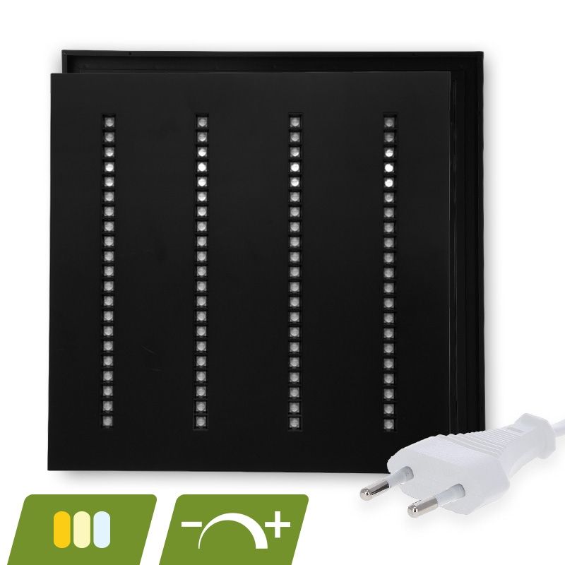 Čierny LED panel Louvre 60x60 - 30W - biely vypínač - stmievateľný - UGR <16