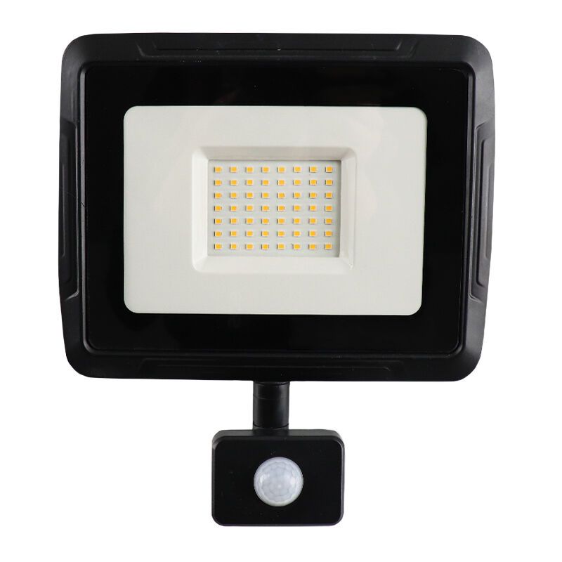 Hliníkový reflektor so senzorom čierny, Miro, 50 W, LED 3000 K, IP65