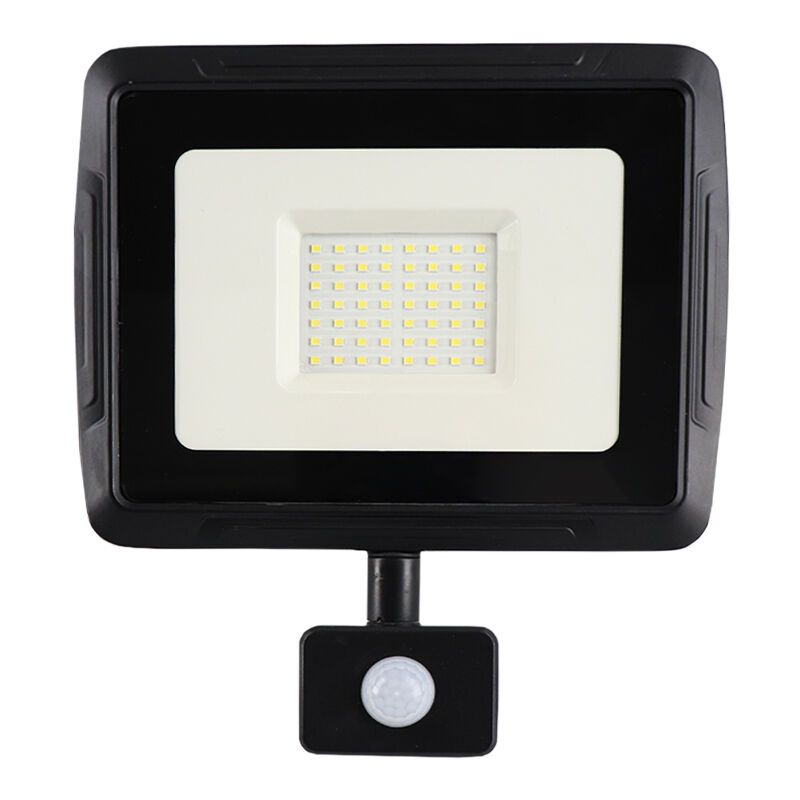 Hliníkový reflektor so senzorom čierny, Miro, 50 W, LED 6000 K, IP65