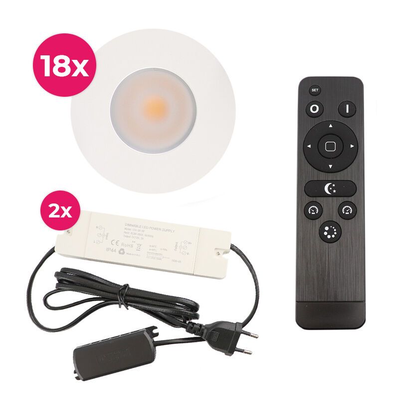 Hliníkové podhľadové svietidlo do altánku biele, Dico, 3 W, LED 2700 K, IP65, s diaľkovým ovládačom