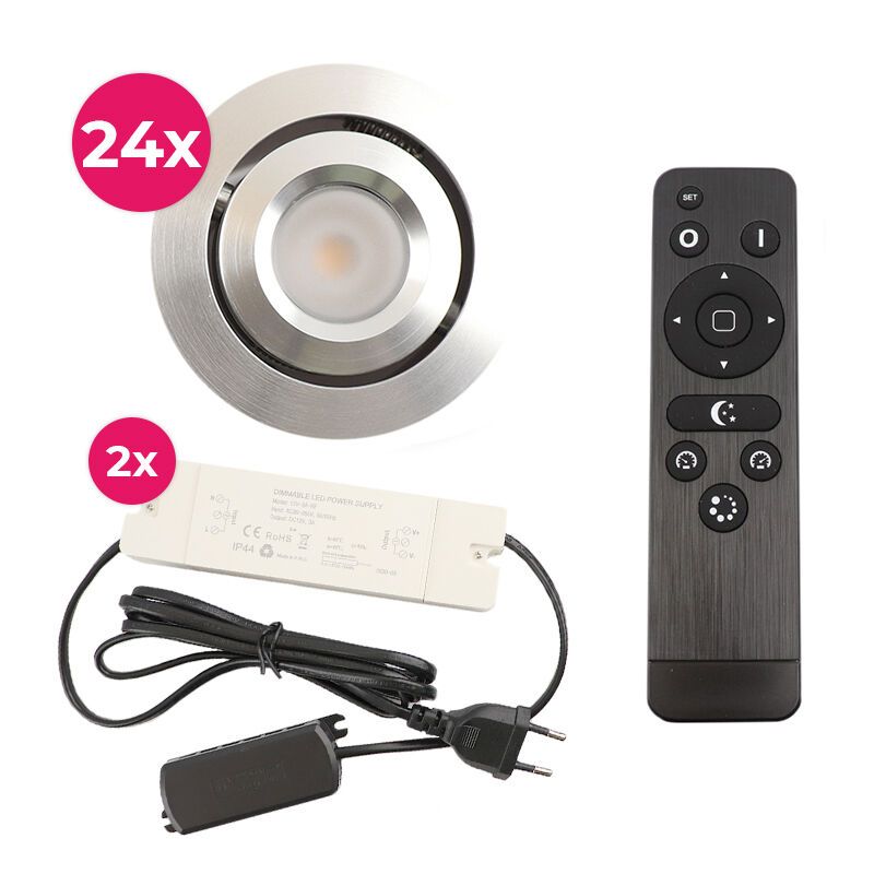 Hliníkové podhľadové svietidlo do altánku chrómové, Rona, 3 W, LED 2700 K, IP44, s diaľkovým ovládačom