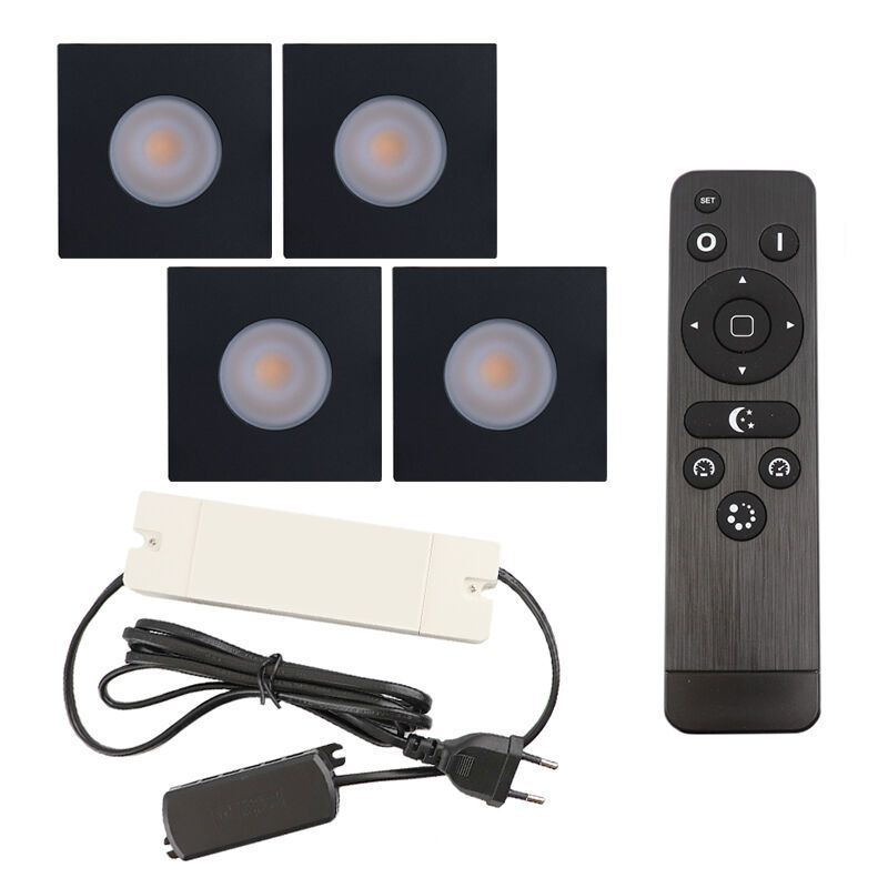 Hliníkové podhľadové svietidlo do altánku čierne, Dico, 12 W, LED 2700 K, IP65, s diaľkovým ovládačom