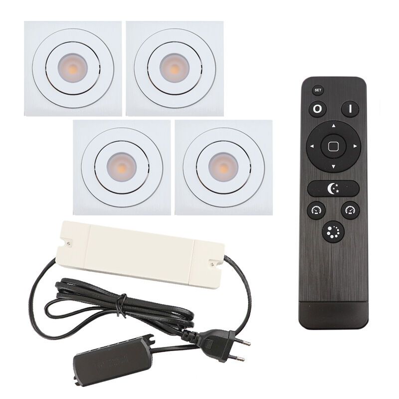 Hliníkové podhľadové svietidlo do altánku biele, Rona, 12 W, LED 2700 K, IP44, s diaľkovým ovládačom