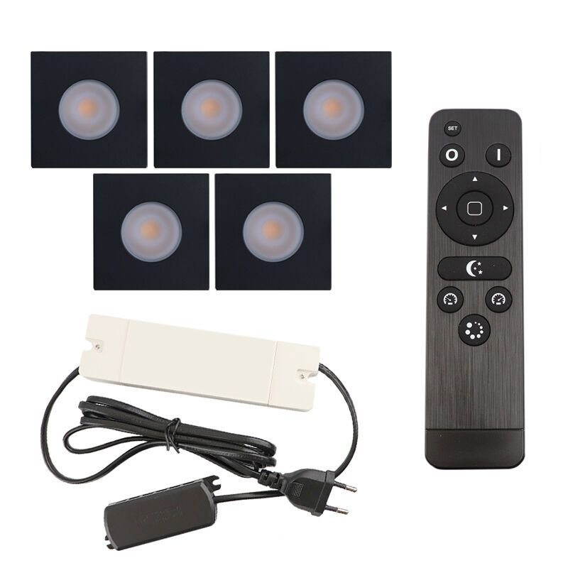 Hliníkové podhľadové svietidlo do altánku čierne, Dico, 15 W, LED 2700 K, IP65, s diaľkovým ovládačom