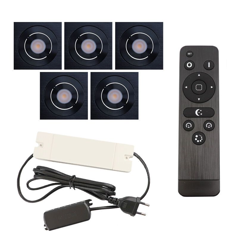 Hliníkové podhľadové svietidlo do altánku čierne, Rona, 15 W, LED 2700 K, IP44, s diaľkovým ovládačom