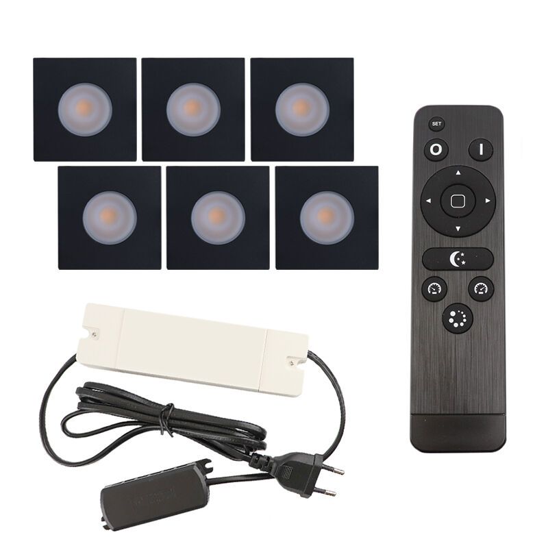 Hliníkové podhľadové svietidlo do altánku čierne, Dico, 18 W, LED 2700 K, IP65, s diaľkovým ovládačom