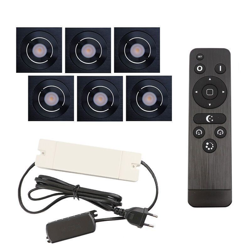 Hliníkové podhľadové svietidlo do altánku čierne, Rona, 18 W, LED 2700 K, IP44, s diaľkovým ovládačom